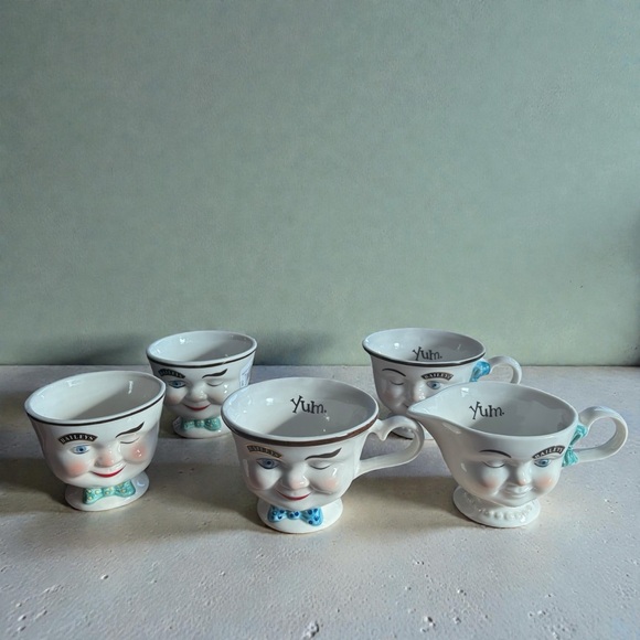 Baileys Other - Vintage Baileys Mug Yum Mrs & Mr Blue Bow Winking Limited Edition Set Of 5 1996